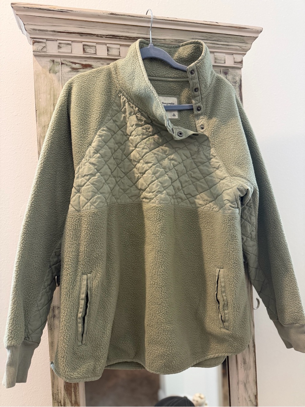 Abercrombie & Fitch Olive Green Sherpa Pullover